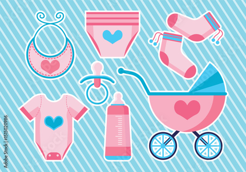 Cute baby shower icons a set of adorable illustrations for invitations and announcements