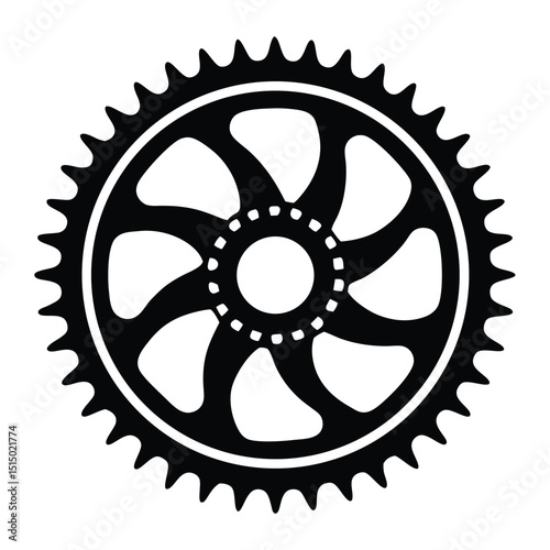 A black and white Cog Gear Vector Design, art illustration, and silhouette