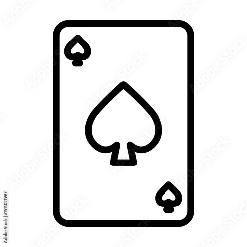 Playing card outline icon. Poker icon isolated on white background. Transparent background, minimalist symbol. Vector images