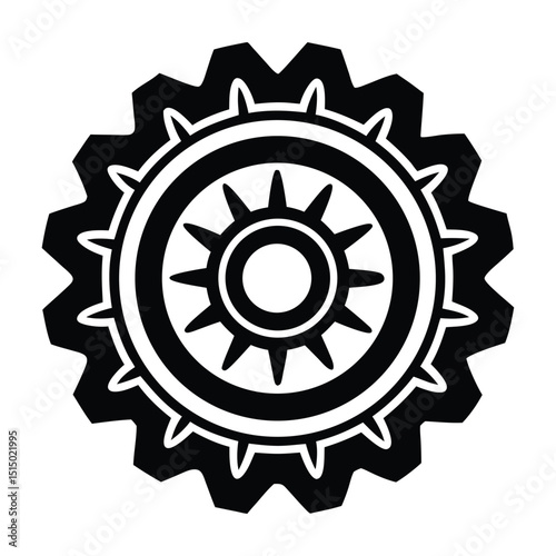 A black and white Cog Gear Vector Design, art illustration, and silhouette