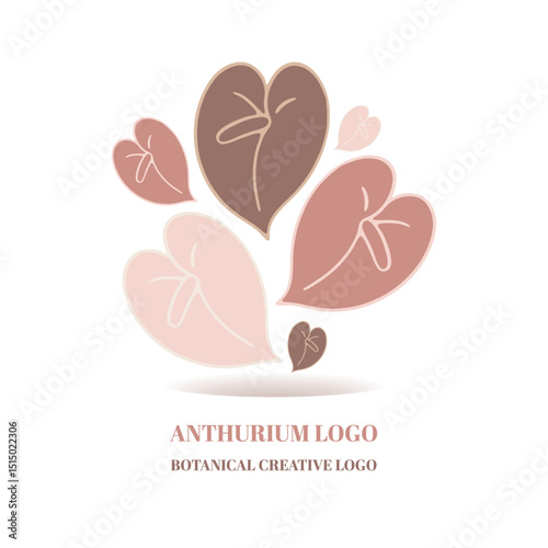 Minimal Anthurium Botanical Logo – Elegant Floral Icon in Earthy Tones for Branding and Design