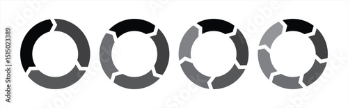 Circle diagram infographic set. Rotation round cycle vector scheme process template. 3, 4, 5, 6 parts.