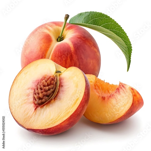 Fresh Peach , clean and pure white background