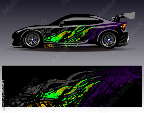 Car wrap design vector. Graphic abstract stripe racing background designs for vehicle, rally, race, adventure and car racing livery