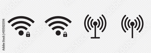 Wifi icon collection. Set of black wifi symbol. Wifi icons.