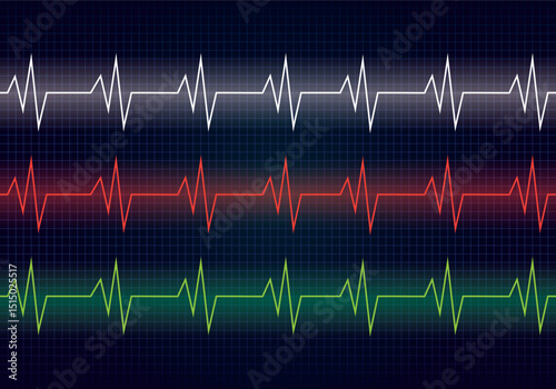 Heart rhythm line medical healthcare and ekg waveform vector design