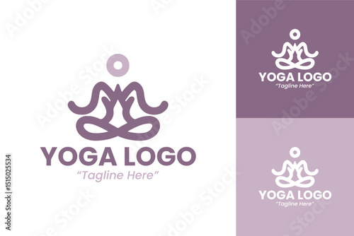 Creative Yoga Brand Logos with Lotus Design in Soft Purple and White