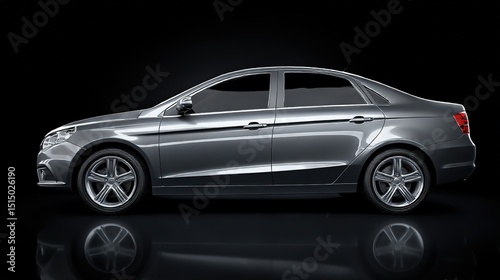 Gray Modern Car with Sleek Design and Soft Reflections, Showcasing Clean Aesthetics and Minimalist Elegance
