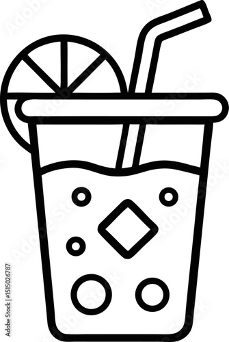 Iced lemonade outline vector icon