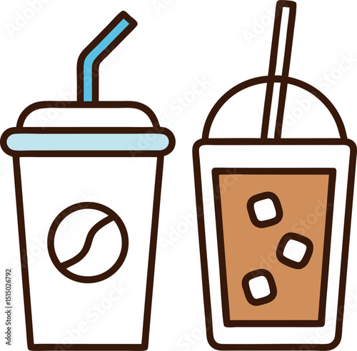 Iced drink iced coffee outline