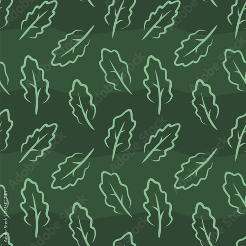 Seamless pattern with green oak leaves