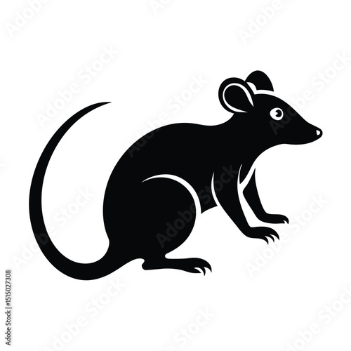 A black and white Rat Vector Design, art illustration, and silhouette