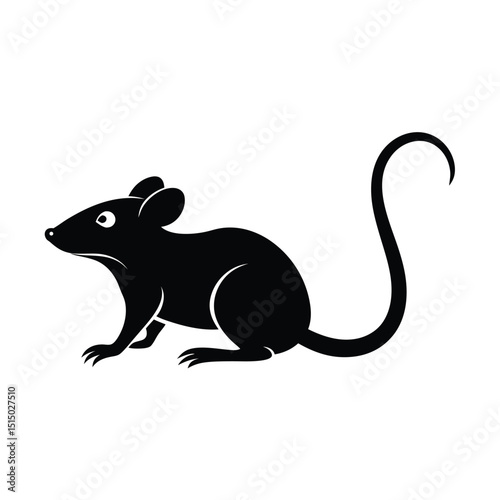 A black and white Rat Vector Design, art illustration, and silhouette