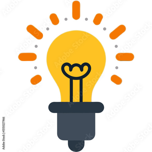 Bright Lightbulb Vector Icon Design for Ideas and Innovation