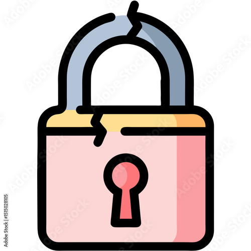 Illustration of a Broken Padlock Concept Design Vector