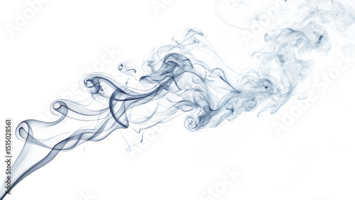 Blue smoke isolated on transparent background.