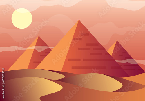 Ancient egyptian pyramids detailed vector illustration of majestic structures