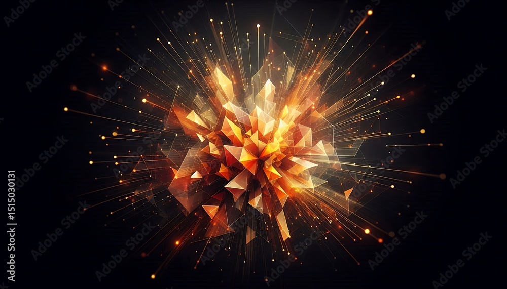 Obraz premium Energetic Geometric Light Particle Explosion