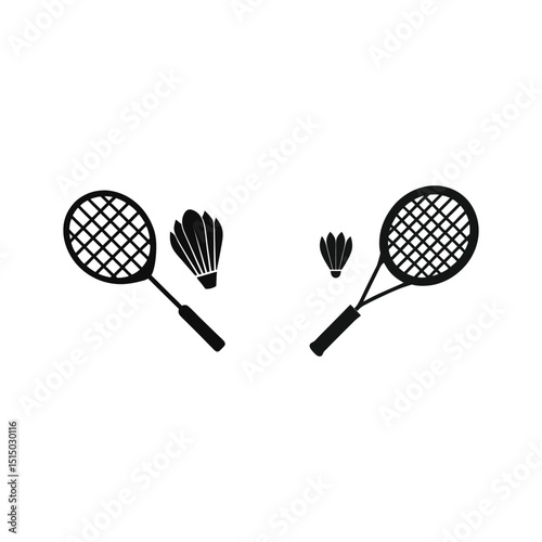 Vector art of Badminton rackets and shuttlecocks isolated on white background