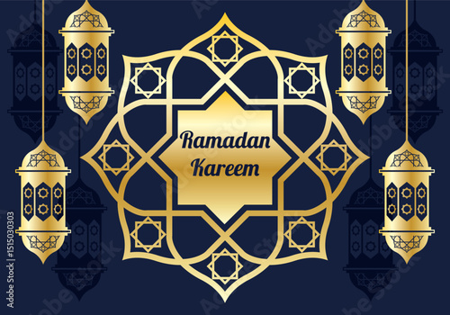 Ramadan kareem background islamic festive design with crescent moon and stars