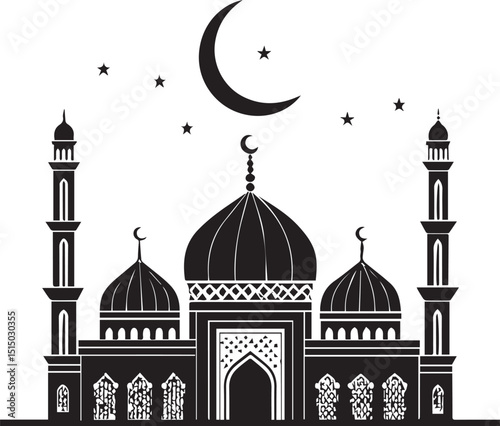 Minimalist Islamic Mosque – Crescent Moon & Elegant Architecture