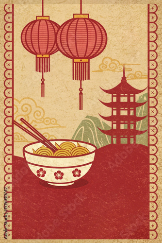 vintage food poster, Chinese restaurant menu design