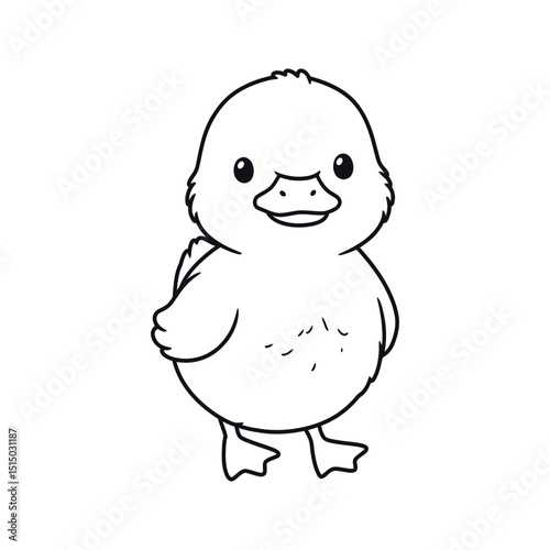 Adorable Cartoon Duckling Illustration Black and White Line Drawing Cute Baby Duck  Perfect for Coloring Pages Kids Activities