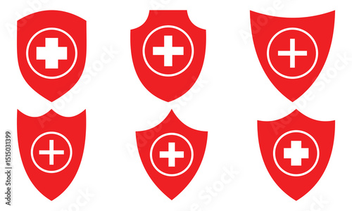 Medical Protection Shield Icon Healthcare Security and Safety Symbol for Websites and Apps. Medical shield icon.