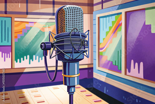 Studio microphone Recording mic for podcasts, radio, music design illustration vector