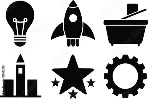 startup icon symbol set 