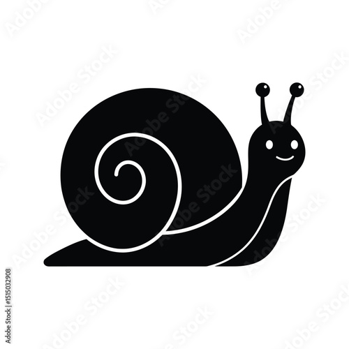 Cute Black Snail Illustration Cartoon Snail Clipart  Smiling Snail Graphic Vector Snail Image Simple Snail Design