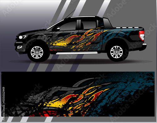 Car wrap design vector. Graphic abstract stripe racing background designs for vehicle, rally, race, adventure and car racing livery
