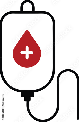 blood bag vector outline icon illustration editable design for donation, blood, hospital, health care, emergency.