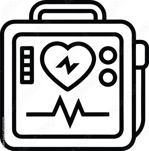 Defibrillator outline vector icon on transparent background, medical, hospital, health care,