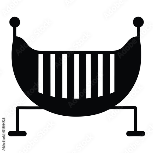 Infant cradle icon, Baby swing hammock silhouette, Newborn resting seat, Nursery hanging bed, Toddler sleep swing, Comforting baby gear

