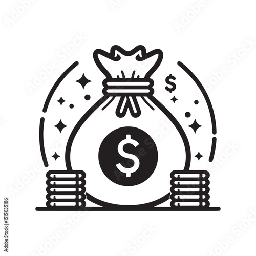 Money Bag Cash Lucrative Finance Icon