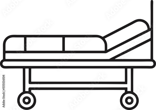 hospital bed, medical bed outline icon sign vector illustration for patient, clinic, medicine, treatment
