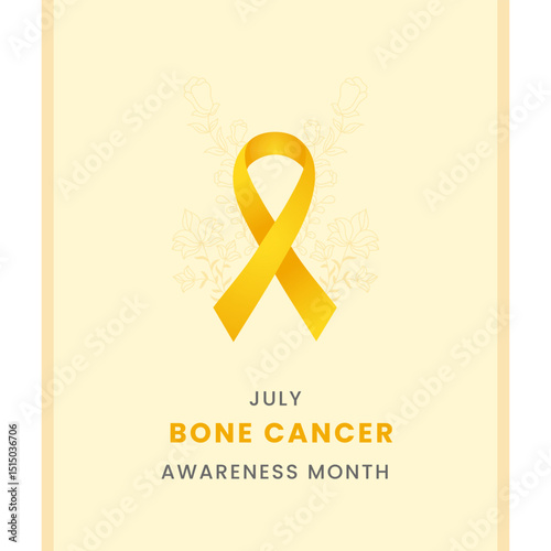 Bone cancer awareness month background design with Yellow silk ribbon.