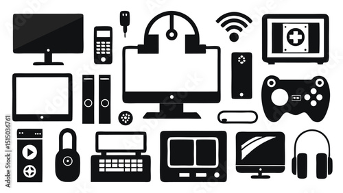 set of vector icons of electronic devices