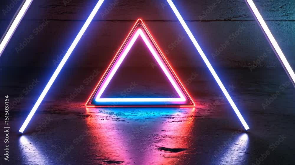 Vibrant blue and red light trails illuminate the dark street at night, creating a dynamic, blurred motion art design
