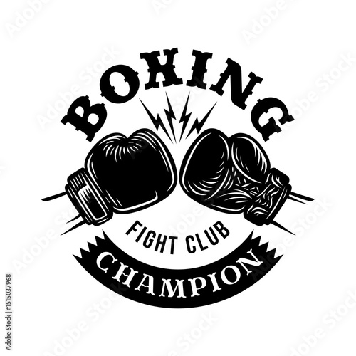 Kick Boxing logo badge in style vintage. Boxing Gloves logo badge illustration	