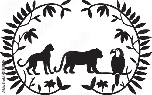 Black and white vector silhouette of a wild horse mammal