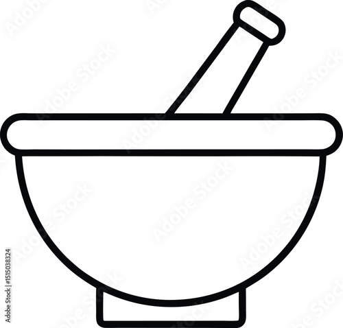 mortar with pestle minimalist mortar grinds herbals simple outline or art line isolated flat medicine illustration design for pharmacy