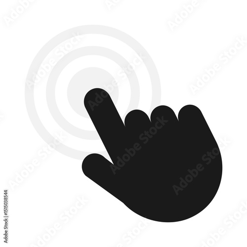 Black hand cursor click icon. Vector icon depicting a black PC cursor hand isolated on a white background