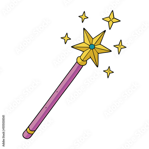 A sparkling fairy wand shimmering with glowing magic stars, radiating enchanting light and whimsical charm, ready to cast spells of wonder and delight.
