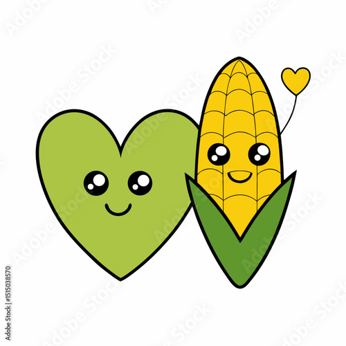  corn cobs looking lovingly at each other