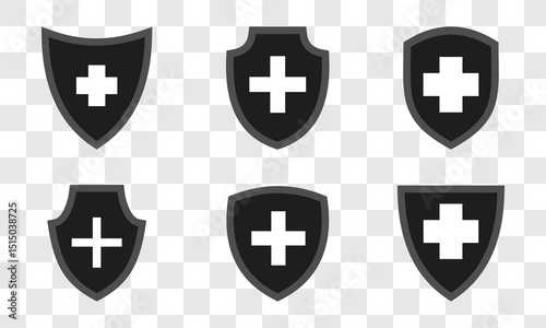 Medical shield icon. Medical Health Protection Shield Icon Sets, health protection icon, virus protection shield, immune defense icon. Eps 10.