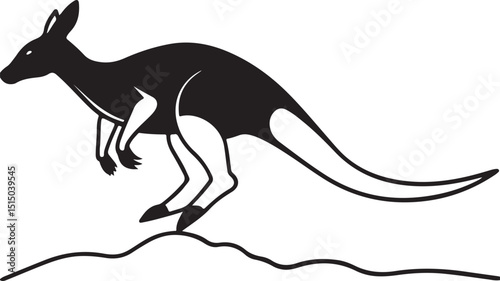 Here's a black cartoon kangaroo with a baby marsupial, a running wild animal vector illustration