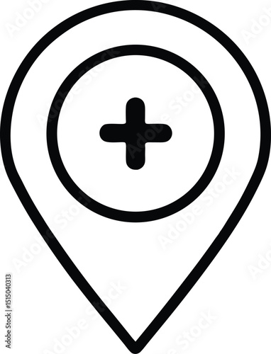 Medical, hospital and pharmacy outline or line art vector illustration navigation location pin design for web or app