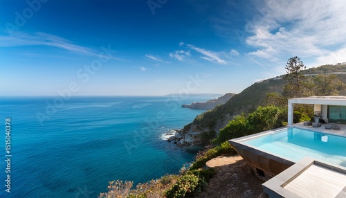 luxury cliffside villa with infinity pool overlooking ocean paradise